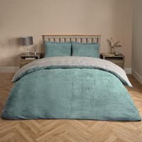 Reversible Teddy Duvet Cover Pillowcase Duck Egg Super King