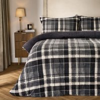 Tartan Check Teddy Fleece Thermal Duvet Cover Bedding Set Double