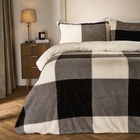 Gingham Teddy Duvet Cover Pillowcase Quilt Soft Warm Check Fleece Bedding Set Double