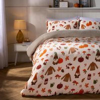 Autumn Xmas Gonk Sherpa Fleece Warm Duvet Cover Bedding Set Double