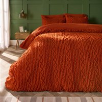 Cable Knit Fleece Duvet Cover Set Warm Reversible Bedding Burnt Double