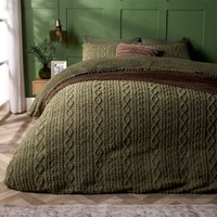 Cable Knit Fleece Duvet Cover Set Warm Reversible Bedding Double