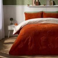 Pumpkin Tufted Teddy Fleece Super Soft Duvet Set Pillowcase Burnt Double