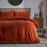Waffle Fleece Thermal Duvet Cover Soft Bedding Set Burnt Double
