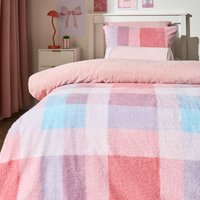 Patchwork Check Sherpa Reversible Thermal Bedding Set Single