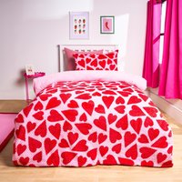 Heart Waffle Sherpa Fleece Reversible Duvet Cover Bedding Set Single