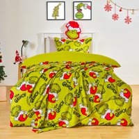 Xmas Grinch Bedding Set Novelty Duvet Cover Pillowcase Single
