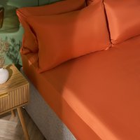Ultra Soft Microfibre Plain Fitted Bed Sheet Burnt Single