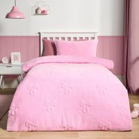 Bows Tufted Teddy Fleece Super Soft Duvet Set Pillowcase Double