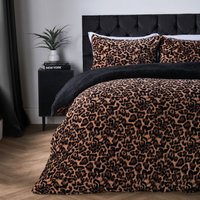Leopard Sherpa Fleece Reversible Duvet Cover Set Pillowcase Single