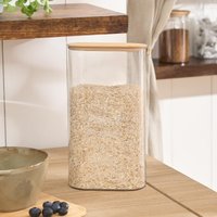 Clear Oval Storage Tub Lid Pasta Dry Food Container Bamboo