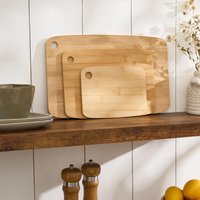 Set 3 Bamboo Chopping Boards Non Slip Cutting Board