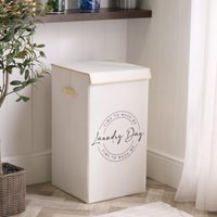 Slogan Print Folding Laundry Basket Hampers Lid