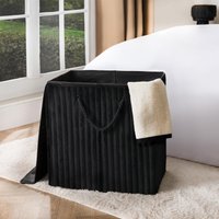 Ribbed Faux Fur Folding Laundry Basket Bag Lid