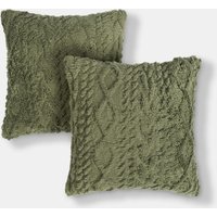2 Pack Soft Cosy Cable Knit Design Decorative Square Cushion Covers cm x 45 cm