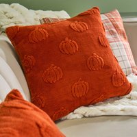 2 x Tufted Pumpkin Soft Cushion Covers Invisible Zipper Burnt cm x 45 cm