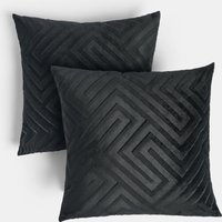 2 x Matte Geo Velvet Cushion Covers Soft cm x 45 cm
