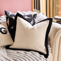 2 Pack Oxford Edge Boucle Square Cushion Covers White Black cm x 45 cm