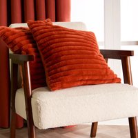 2 x Faux Fur Thick Rib Cushion Covers Burnt cm x 45 cm