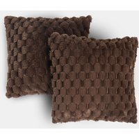 2 Pack Waffle Faux Fur Cushion Covers 45 x 45cm cm x 45 cm