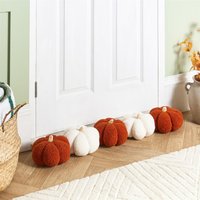 Pumpkin Shaped Boucle Decorative Draught Excluder Burnt
