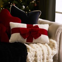 Bow Wrapped Boucle Throw Pillow Scatter Cushion