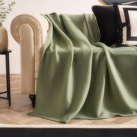 OHS Ultra Soft Polar Fleece Throw Lightweight Blanket Bedspread in Green | Size: 120 cm x 150 cm