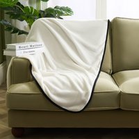 Piped Edge Soft Fleece Throw Lightweight Fluffy Double Bed Blanket cm × 200 cm