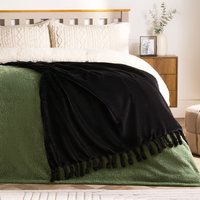 Ultra Soft Tassel Fleece Throw Lightweight Fluffy Blanket cm x 150 cm
