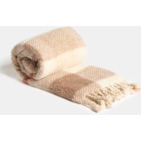 Check Tassel Sherpa Fleece Throw Ultra Soft Cosy Blanket Burnt cm x 150 cm