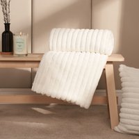 Ribbed Faux Fur Throw Super Soft Fluffy Thick Fleece Bed Blanket cm × 200 cm