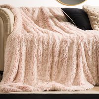 Marl Fluffy Fleece Throw Super Soft Decorative Blanket Pink cm x 240 cm