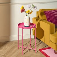 Scallop Edge Coffee Table Decorative Side Table Metal Frame Bright