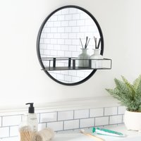 Round Wall Mounted Bathroom Dressing Mirror Shelf