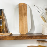 Acacia Wood Marble Effect Serving Board Cheese Platter Boards