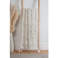 Rapport Home Juniper Cotton Tufted Patterned Throw in Cream | Size: 50 cm x 50 cm