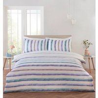 Horizon Stripped Polyester Reversible Duvet Cover Set Pillowcase Single