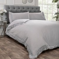Rapport Home Tia Trellis Tasseled Duvet Cover Set with Pillowcase in Silver | Size: Double