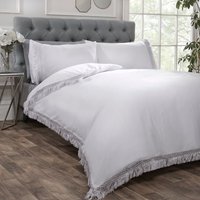 Rapport Home Tia Trellis Tasseled Duvet Cover Set with Pillowcase in White | Size: Double