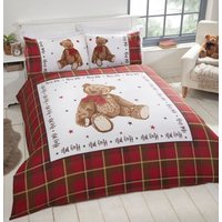 Rapport Home Hug Me Bear Duvet Cover Set with Pillowcase in Red | Size: Single
