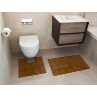 Rapport Home Tile 2 Piece Bathroom Cotton Mat & Pedestal Set in Chocolate