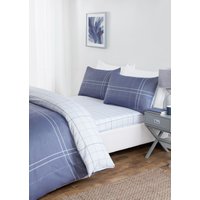 Hudson Microfibre Check Complete Duvet Cover Set Pillowcase Mid Single