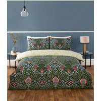 Heritage Flora Microfibre Reversible Duvet Cover Set Pillowcase Double