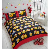 Rapport Home Christmas Icons Duvet Cover Set with Pillowcase in Black | Size: King
