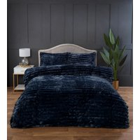 Rapport Home Chunky Ribbed Fur Polyester Soft & Cozy Duvet Cover Set With Pillowcase in Charcoal | Size: Double