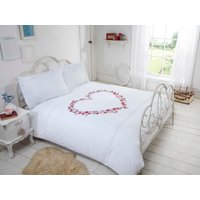 Rapport Home Hearts Design Polycotton Duvet Cover Set With Pillowcase in White | Size: Single