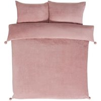 Rapport Home Pom Pom Fleece Duvet Cover Set with Pillowcase in Pink | Size: Double