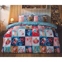 Rapport Home Advent Calendar Microfibre Duvet Cover Set with Pillowcase in Blue | Size: Single