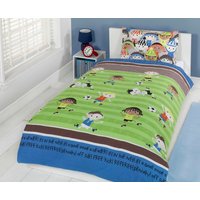 Rapport Home Football Friends Duvet Cover Set with Pillowcase in Green | Size: Double