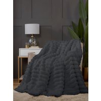 Rapport Home Chunky Ribbed Soft & Cozy Fur Throw (150x200 cm) in Charcoal | Size: 150 cm × 200 cm